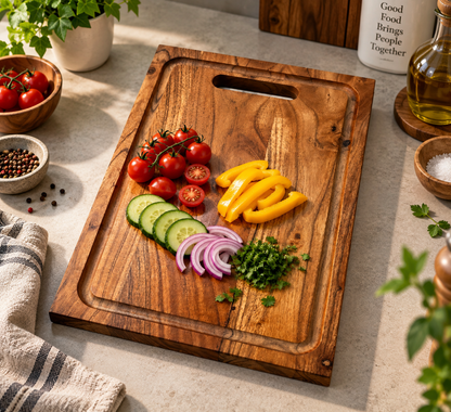 Premium Wooden Cutting & Chopping Board | Multipurpose Serving, Cheese & Bread Board